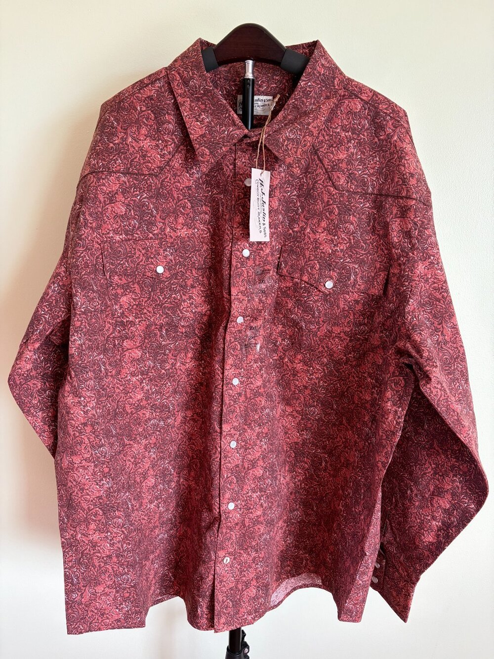 NWT J H.J. Justin Sons Just Tech Floral Print Western Pearl Snap Shirt Size XXL